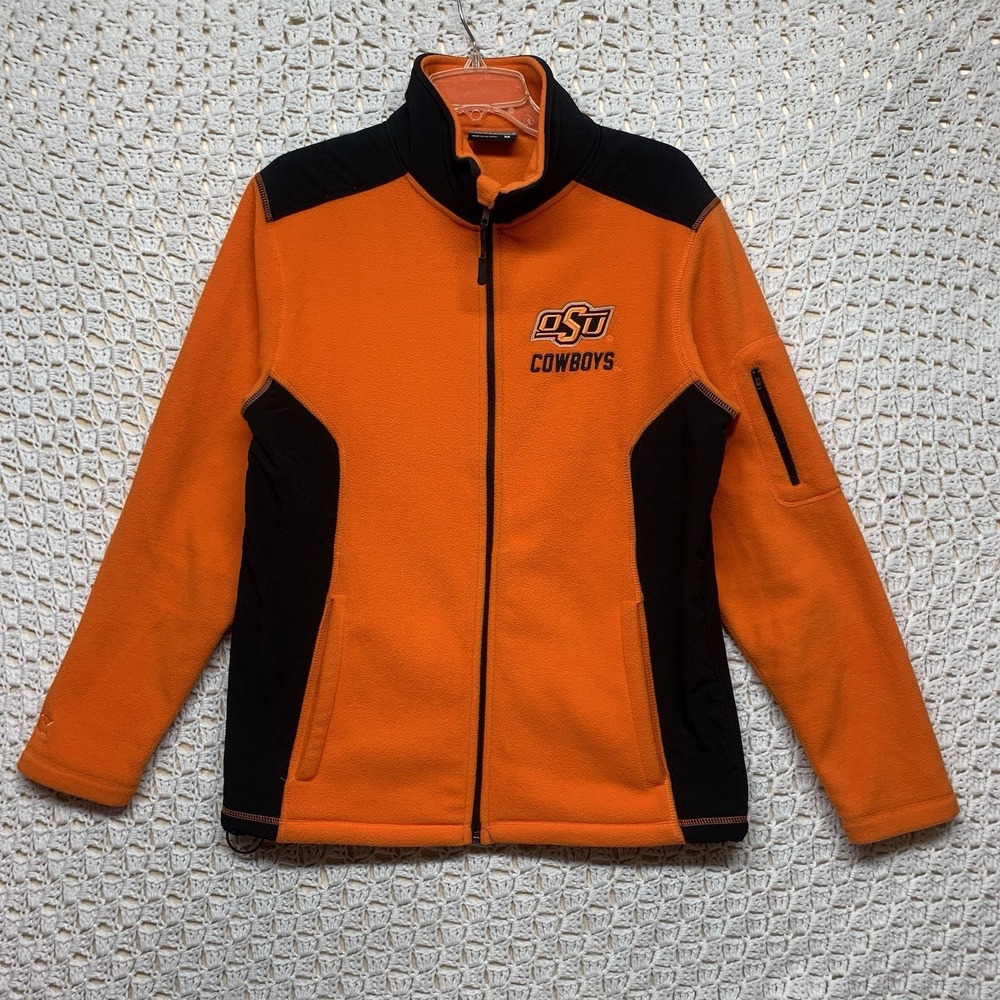 Oklahoma State Cowboys OSU Jacket Men's Sz M Orange Full Zip‎ Fleece Colosseum